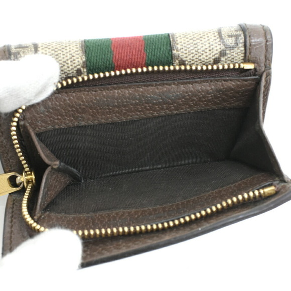Gucci Tri fold Wallet Ophidia GG Supreme Sherry Line Beige - Picture 8 of 9
